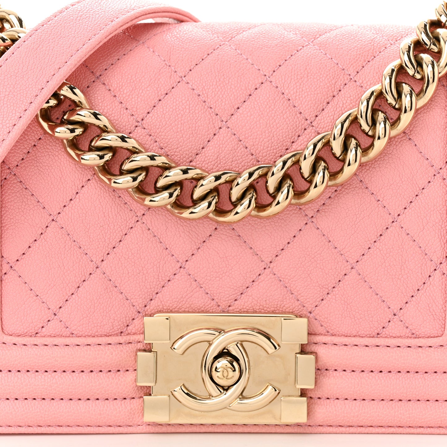 Caviar Quilted Small Boy Flap Light Pink
