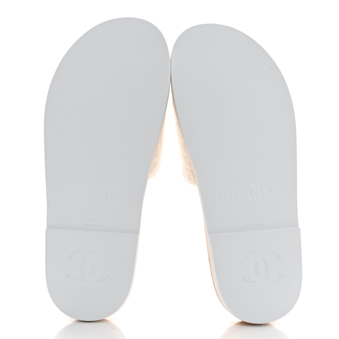 Fabric Pearl Cork CC Slip On Sandals 38 White
