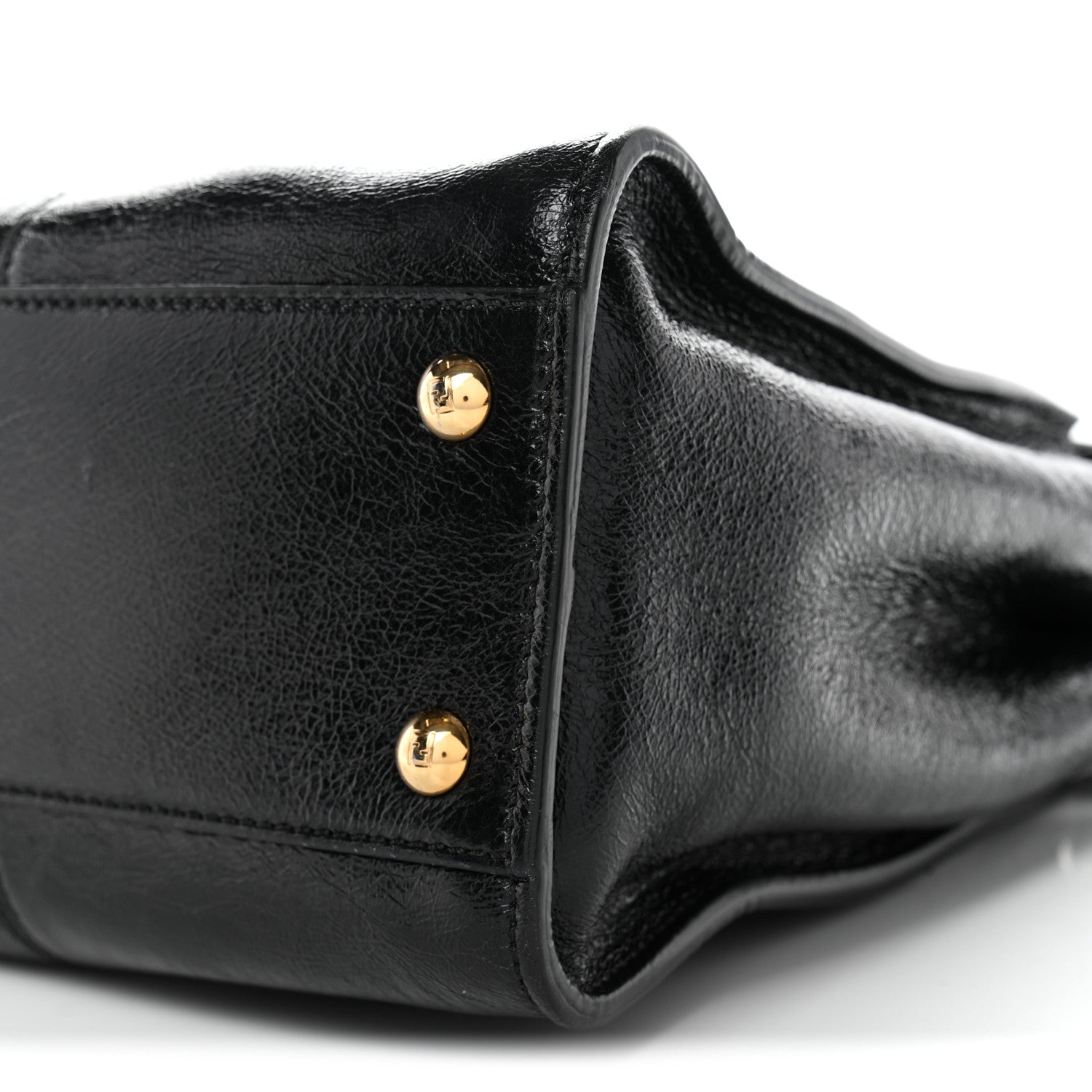 Fendi Agnello Old Shine Medium Peekaboo Iconic Satchel Black 10 of 10
