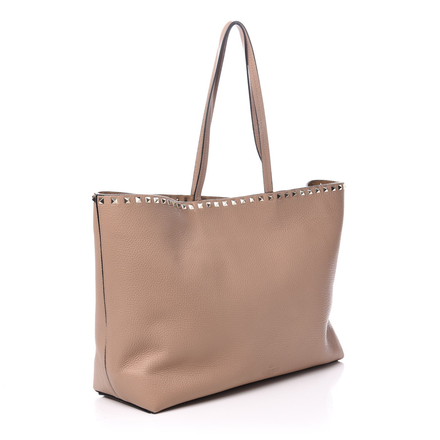 Valentino Garavani Grained Calfskin Rockstud Shoulder Tote Beige 3 of 9