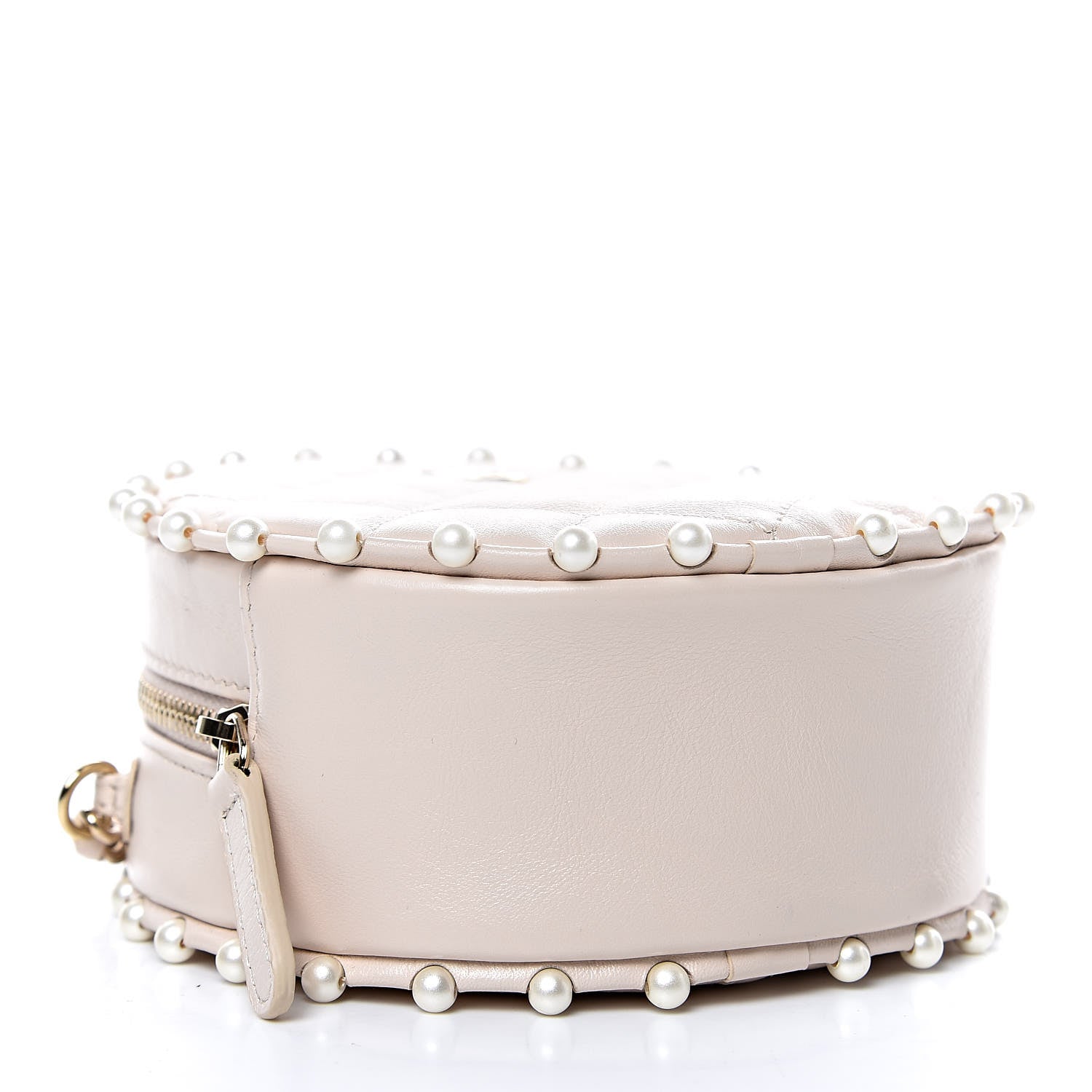 Chanel Calfskin Quilted Pearl Round Clutch With Chain White 4 of 10