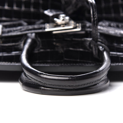 Hermes Shiny Niloticus Crocodile Birkin 25 Black 16 of 36