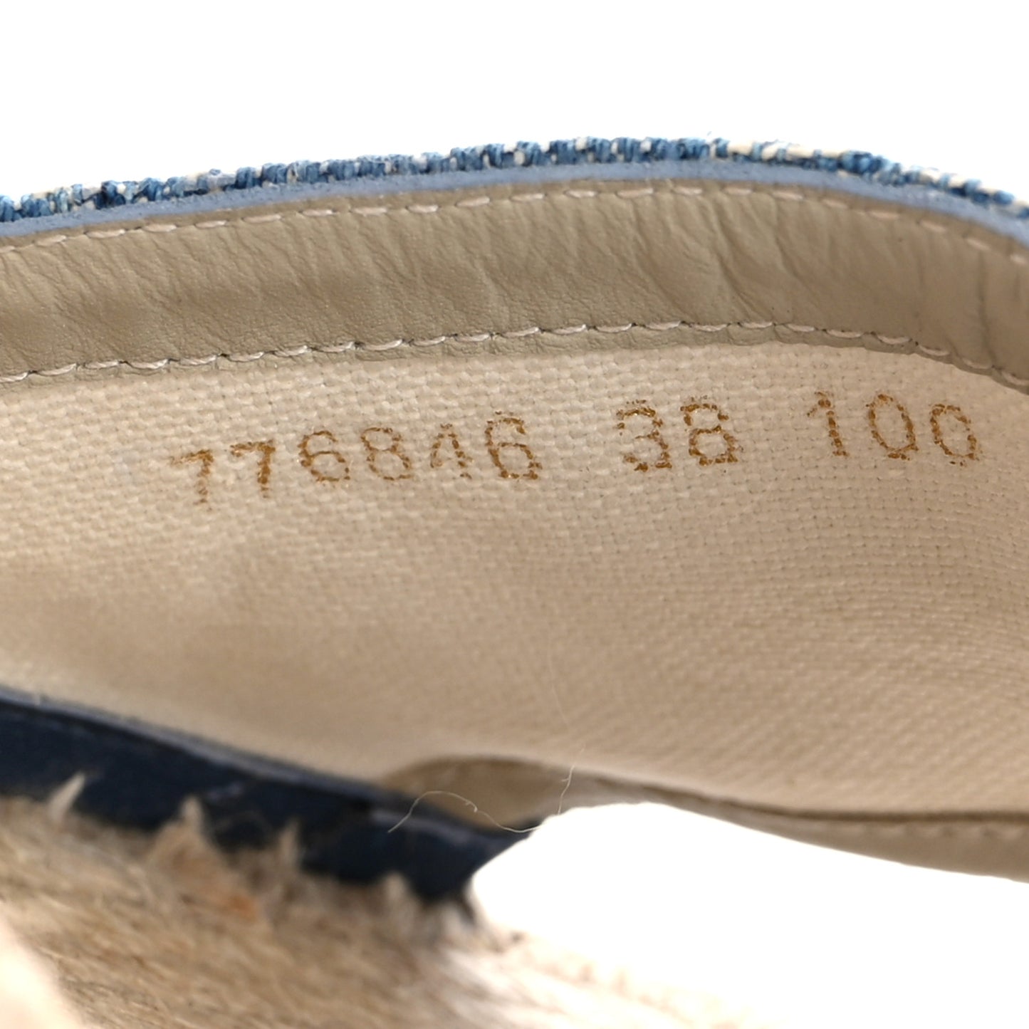 New Denim GG Monogram Pilar Ankle Wrap Espadrille Wedge Sandals 38 Light Blue