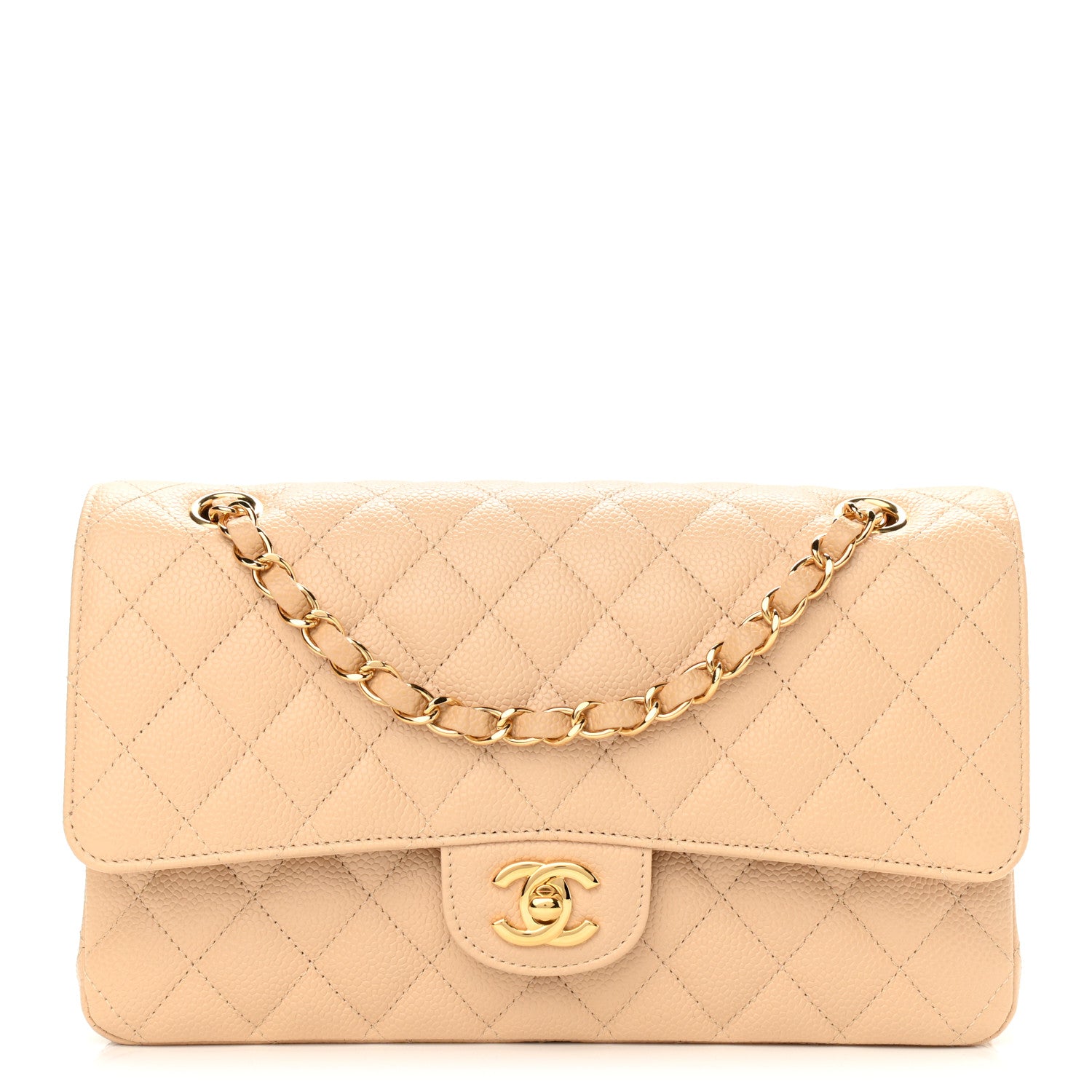Chanel Caviar Quilted Medium Double Flap Light Beige 1 of 11