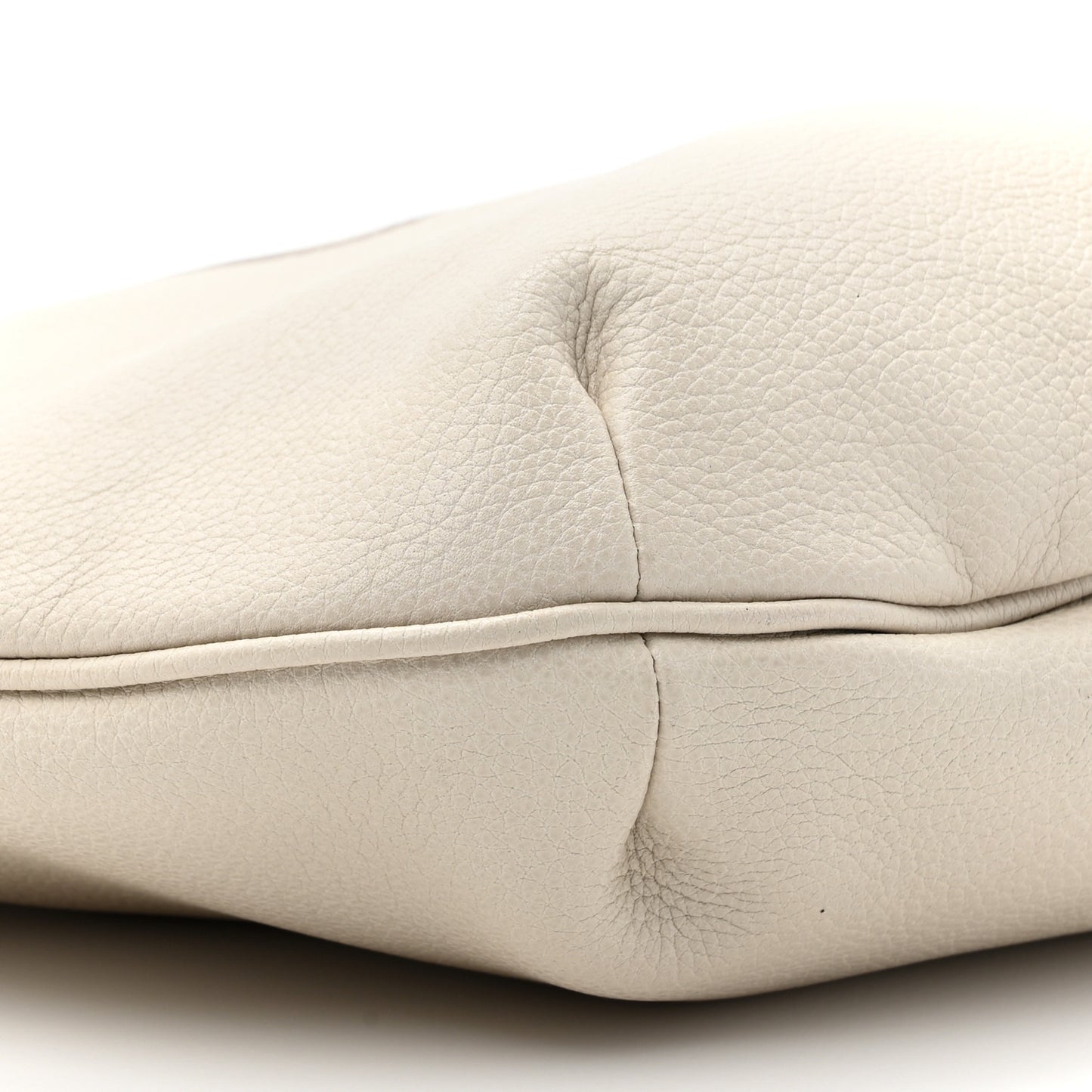 Grained Calfskin Logo Half Moon Hobo White