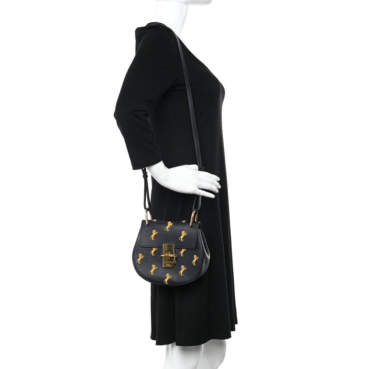 Chloe Calfskin Little Horses Embroidered Mini Drew Bijou Shoulder Bag Full Blue 2 of 14