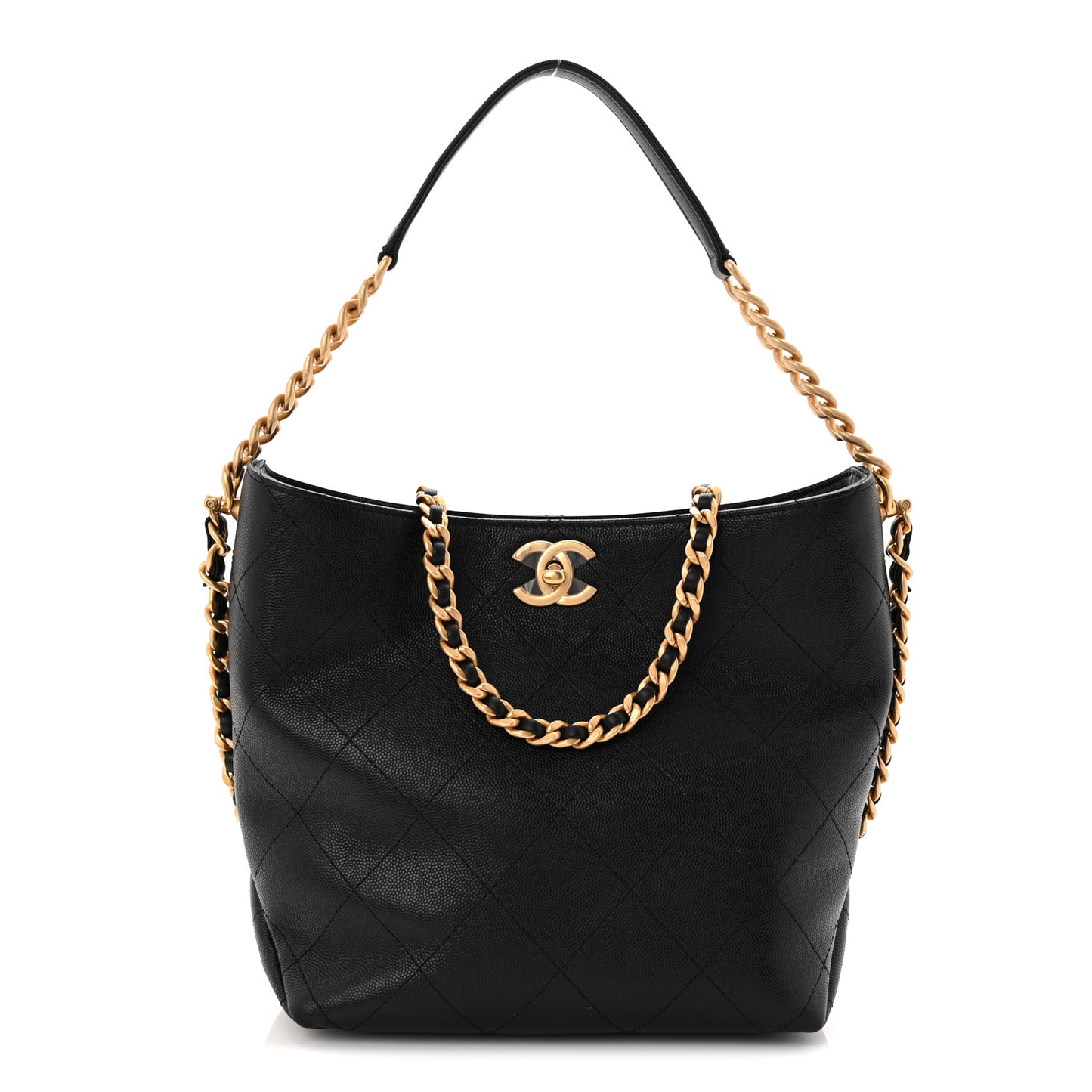 Caviar Quilted Hobo Black