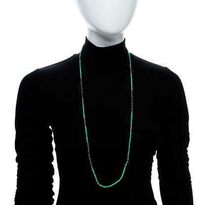 David Yurman Sterling Silver 18K Yellow Gold Chrysoprase Peridot Pyrite Bead Necklace 2 of 5