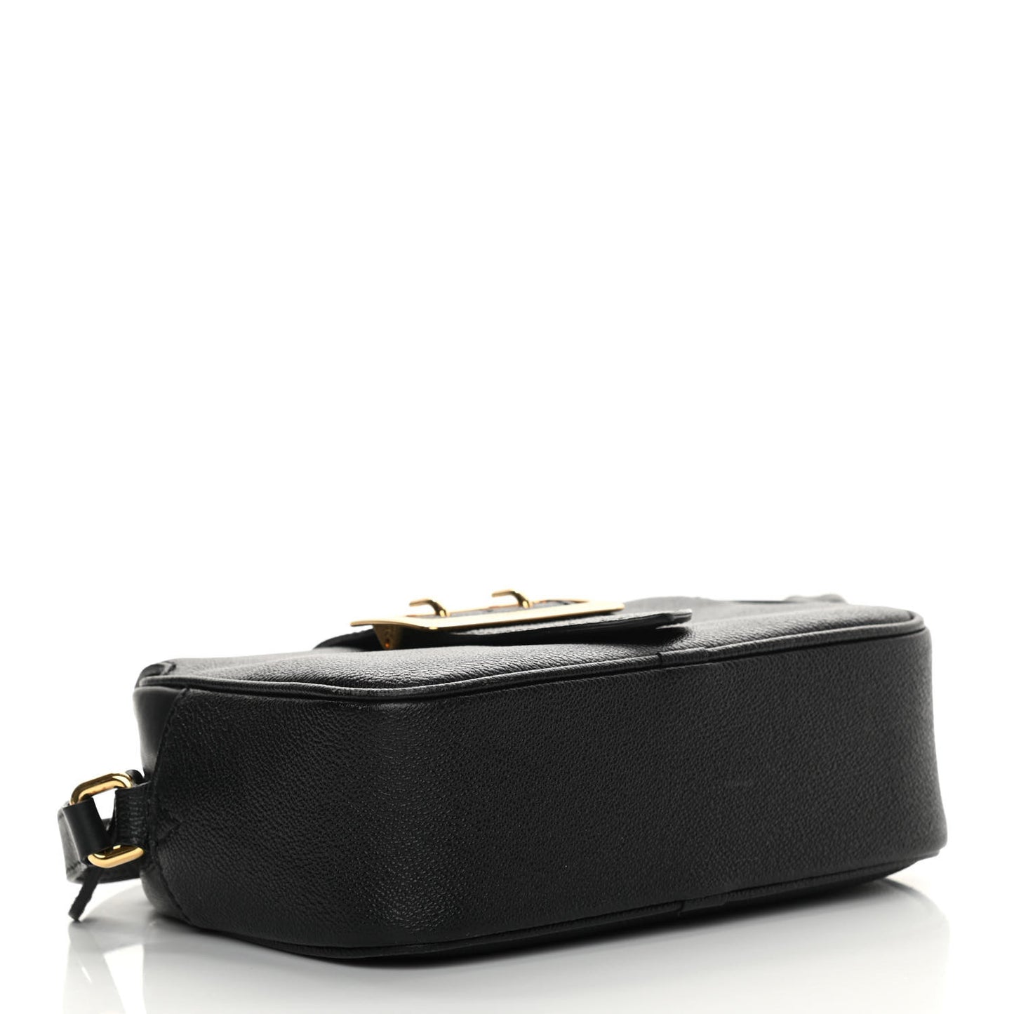 Soft Grain Calfskin Small Buckle Zip Bag Black