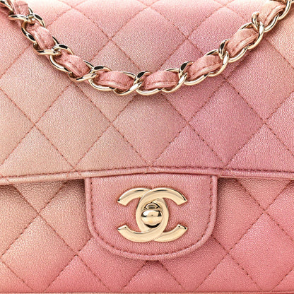 Chanel Metallic Lambskin Quilted Ombre Mini Rectangular Flap Pink 8 of 11