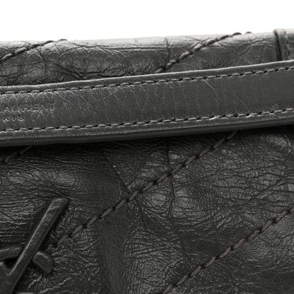 Saint Laurent Crinkled Calfskin Matelasse Monogram Baby Niki Chain Satchel Storm 11 of 11