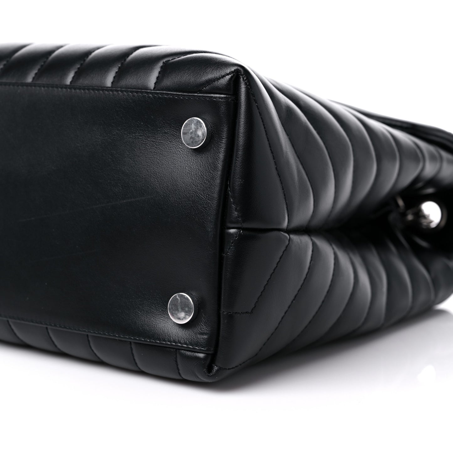 Calfskin Y Quilted Monogram Large Loulou Chain Satchel Black