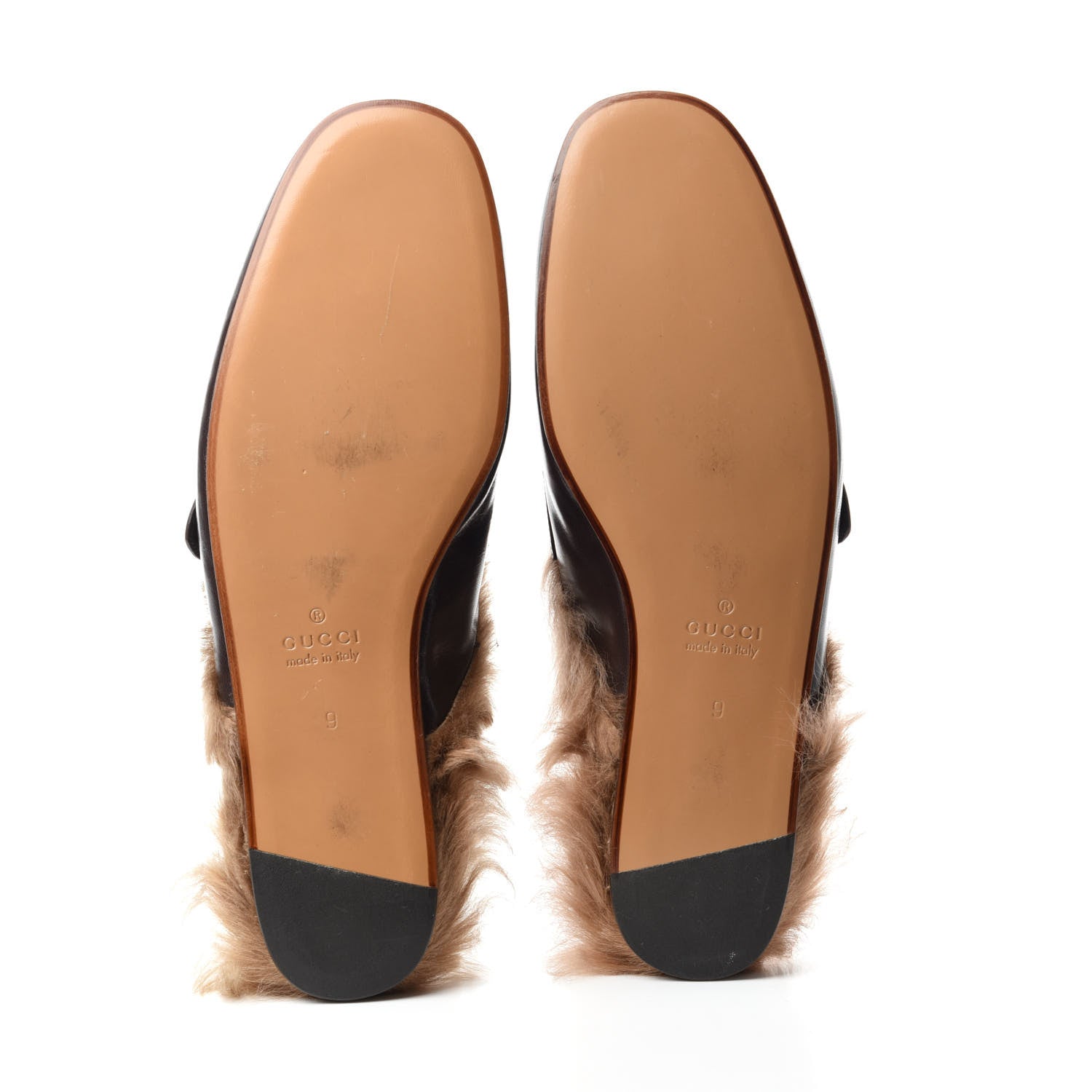 Gucci Goatskin Fur Web GG Mens Princetown Slippers 9 Cocoa 5 of 9