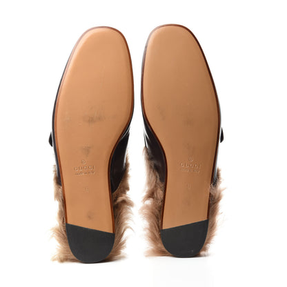 Gucci Goatskin Fur Web GG Mens Princetown Slippers 9 Cocoa 5 of 9