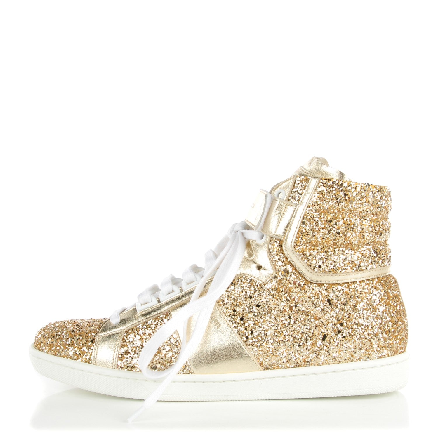 Saint Laurent Glitter Court Classic SL/14H High Top Sneakers 38.5 Gold 1 of 9