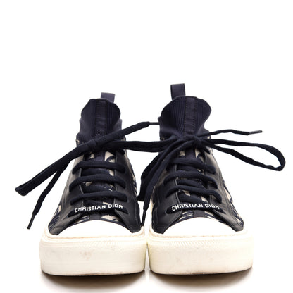 Christian Dior Technical Canvas Mesh Calfskin Womens Oblique Walk'n Dior High Top Sneakers 36.5 Deep Blue 4 of 8