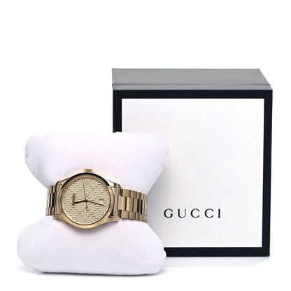 Gucci Stainless Steel 38mm G-Timeless Diamante Quartz Watch Gold 5 of 5