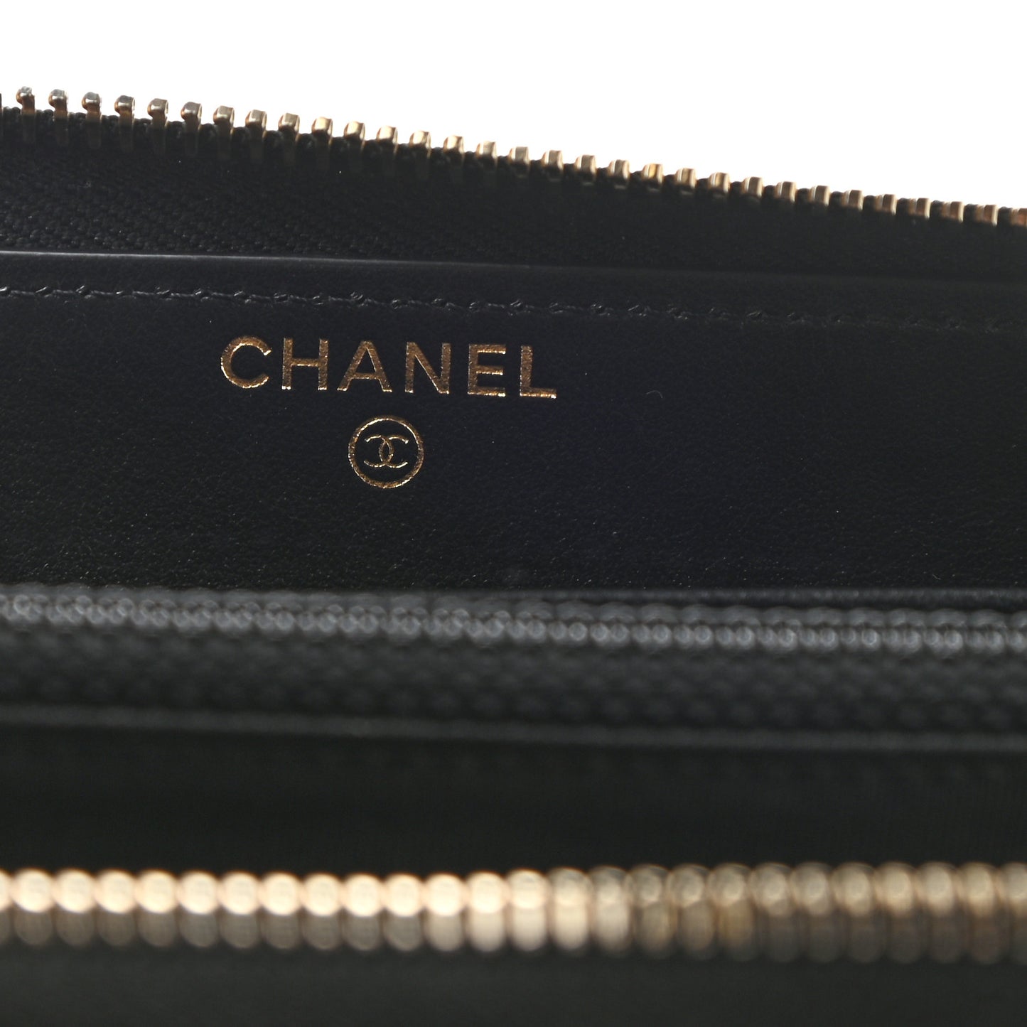 Caviar Quilted Filigree Zip Around Wallet Navy Black