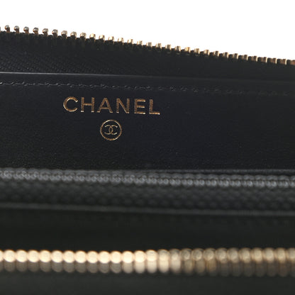 Chanel Caviar Quilted Filigree Zip Around Wallet Navy Black 6 of 9