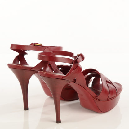 Saint Laurent Leather Tribute 75 Platform Sandals 41 Cuoio Paint Deep Red 4 of 6