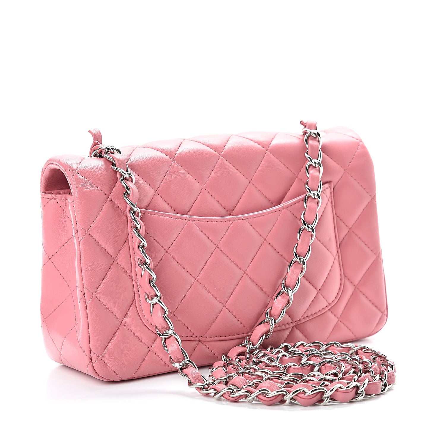 Lambskin Quilted Mini Rectangular Flap Pink