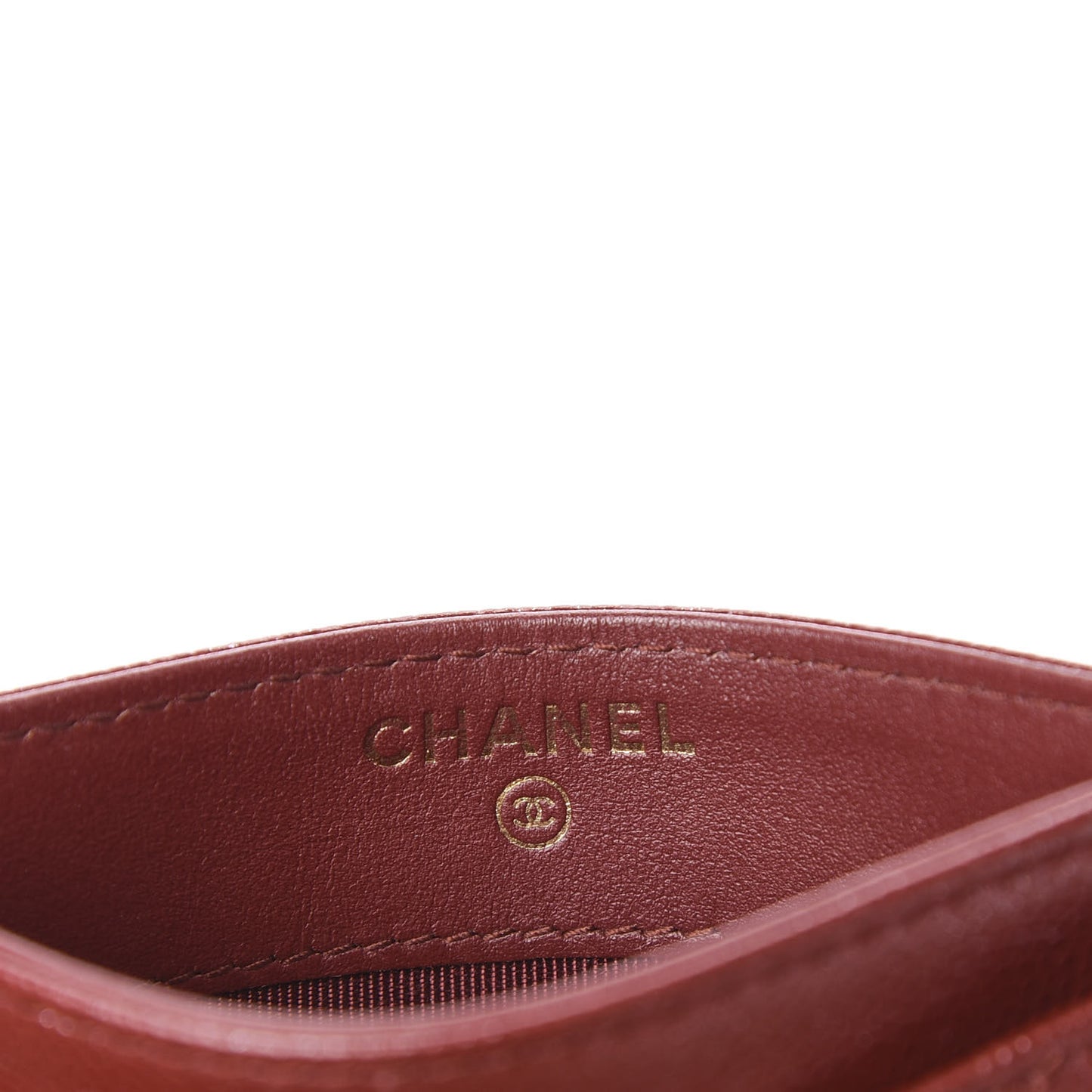 Iridescent Caviar Quilted Card Holder Burgundy