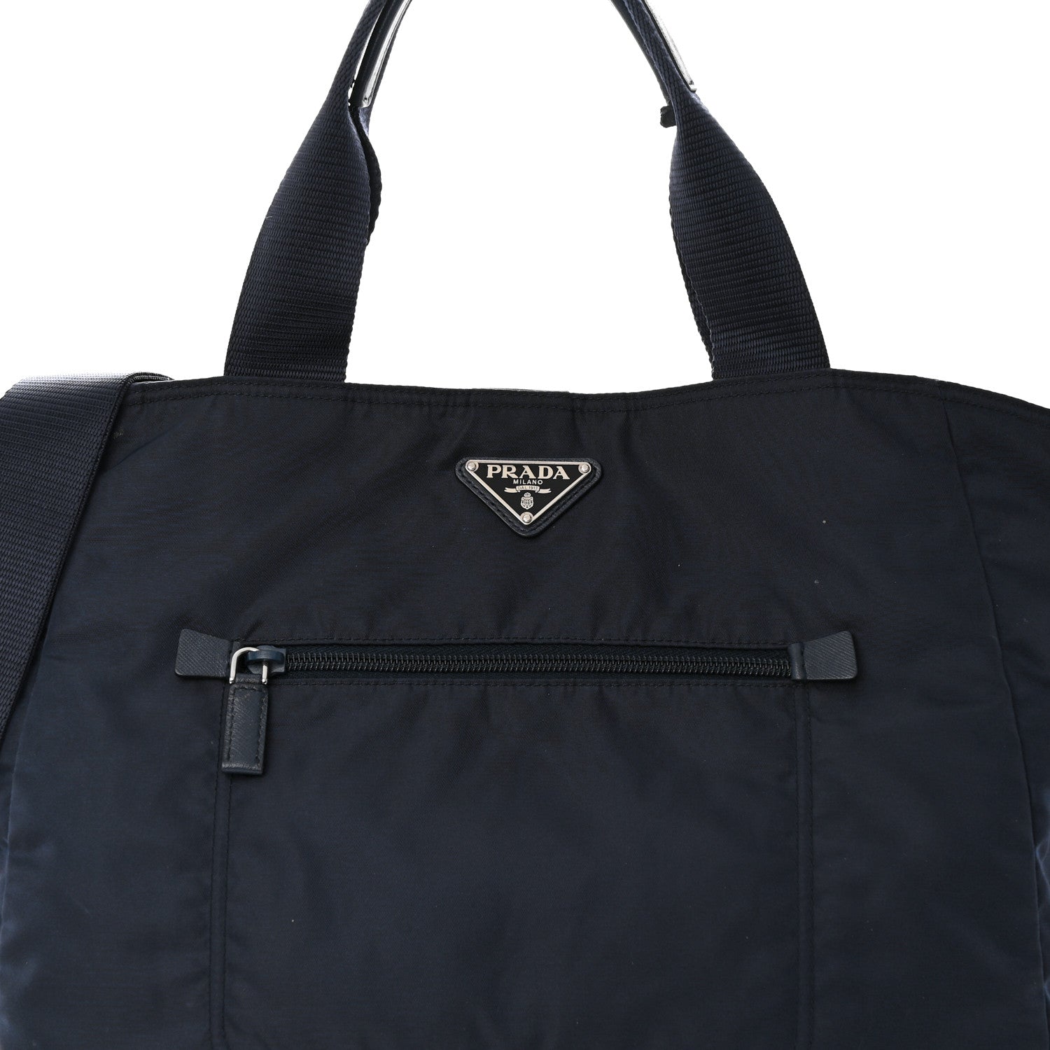 Prada Nylon Saffiano Front Pocket Tote Baltico 7 of 26