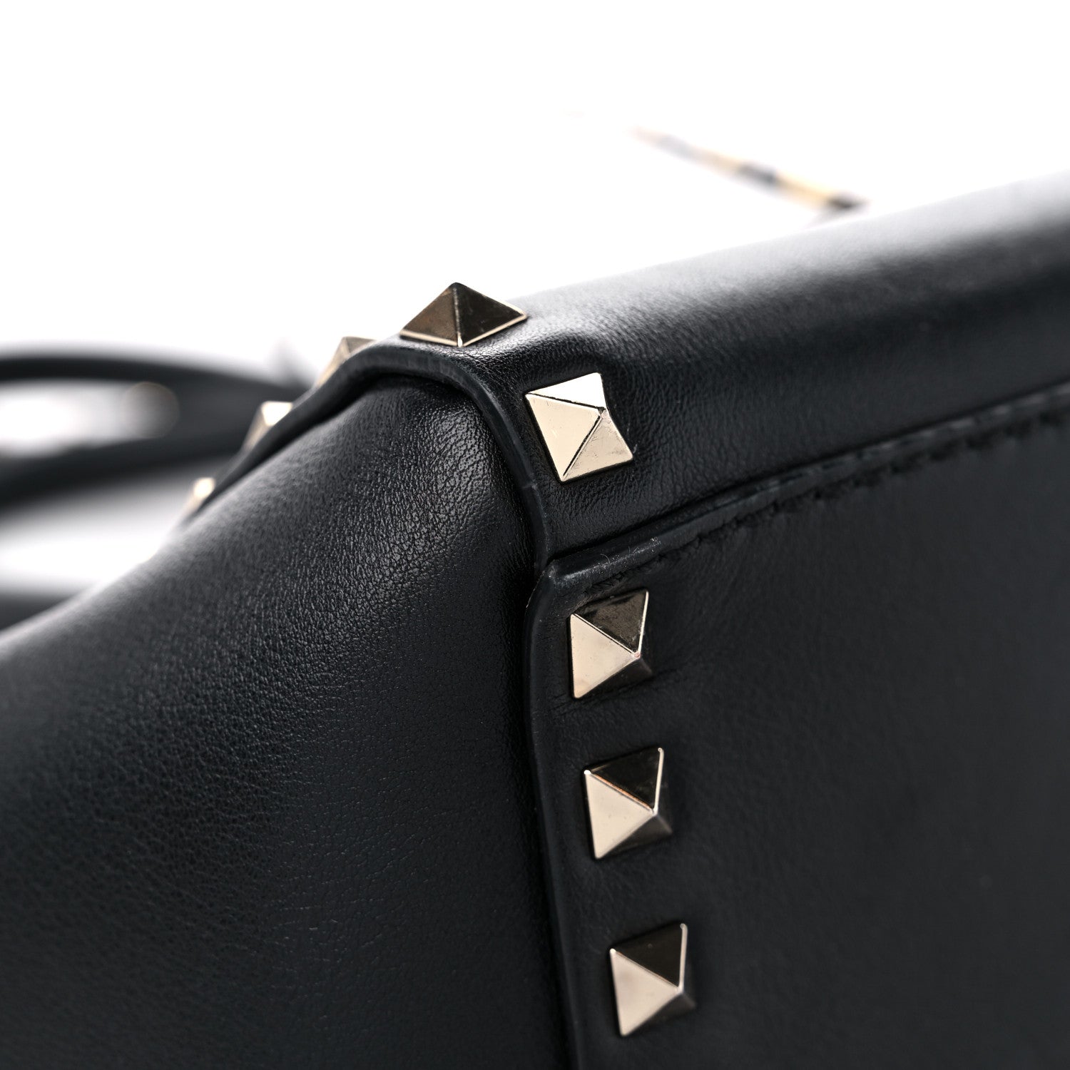 Valentino Garavani Vitello Small Rockstud Double Handle Tote Black 8 of 21