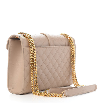 Saint Laurent Grain De Poudre Textured Mixed Matelasse Medium Triquilt Monogram Satchel Dark Beige 3 of 8
