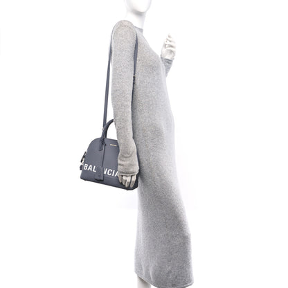 Balenciaga Signature Grained Calfskin Logo S Ville Top Handle Bag Gris Perle Fonce White 2 of 9