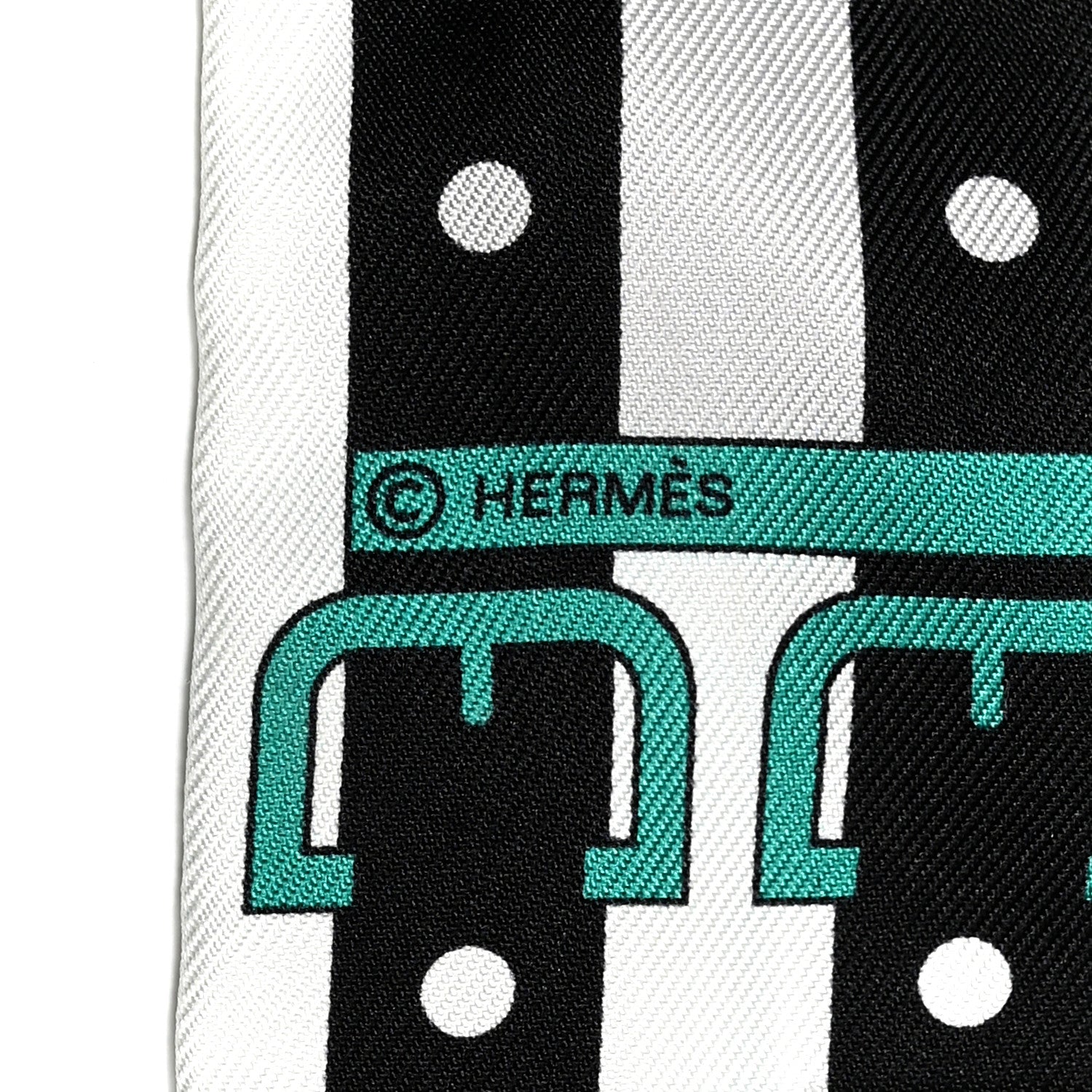 Hermes Silk Rocabar Twilly White Gris Perle Menthe 4 of 4