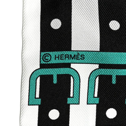 Hermes Silk Rocabar Twilly White Gris Perle Menthe 4 of 4