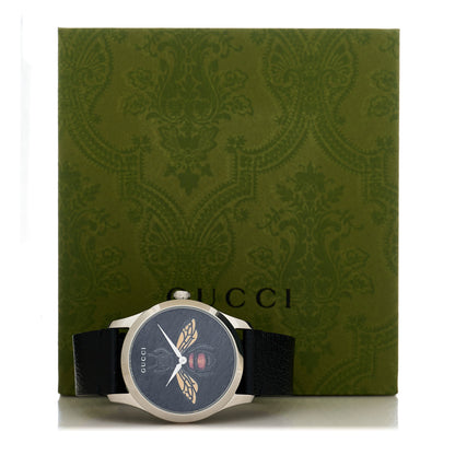 Gucci Stainless Steel Calfskin 38mm G-Timeless Bee Quartz Watch Black 5 of 5