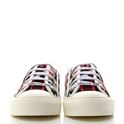 Christian Dior Cotton Floral Pop Embroidered Walk'N'Dior Low Top Sneakers 39 Red Multicolor 2 of 9