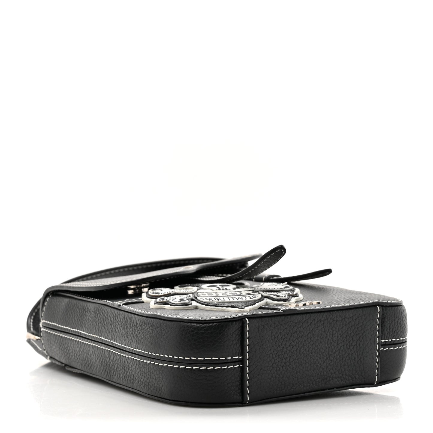 X SHAWN STUSSY Grained Calfskin Saddle Messenger Bag Black