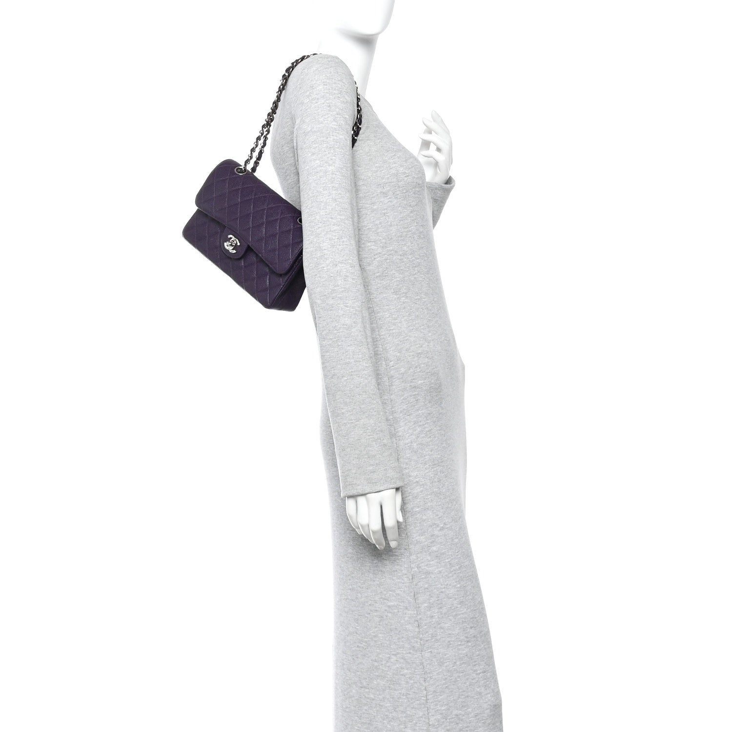 Chanel Caviar Quilted Small Double Flap Dark Purple 2 of 15