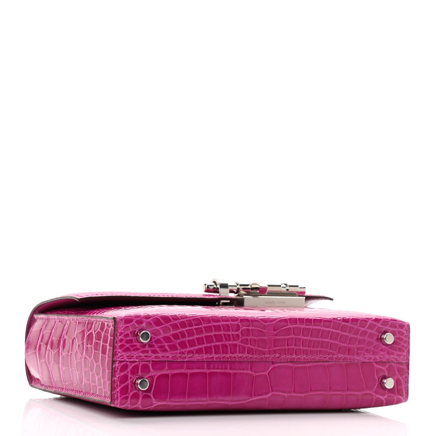 Hermes Shiny Alligator Mini Verrou Chaine Bag Rose Scheherazade 4 of 11