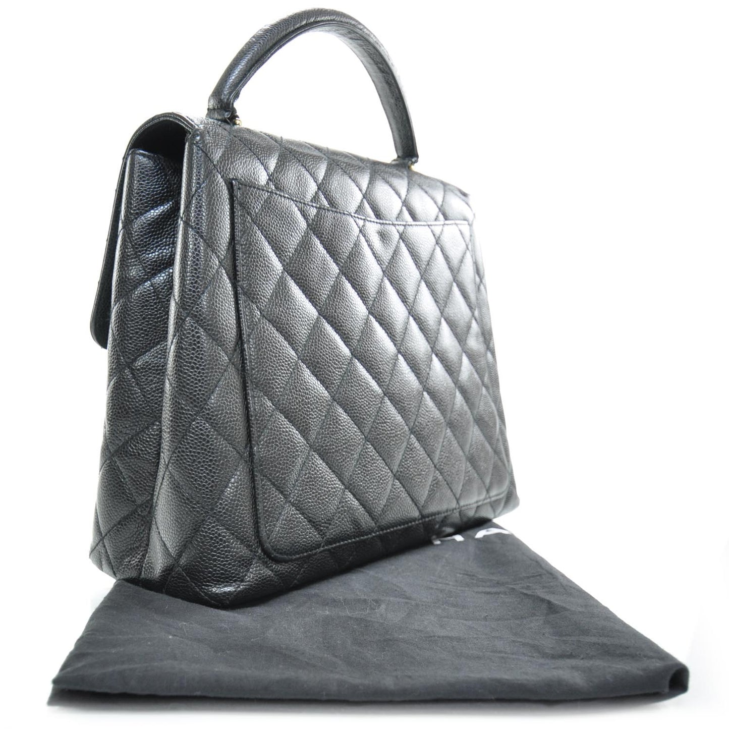 Caviar Kelly Jumbo Flap Bag Black GHW