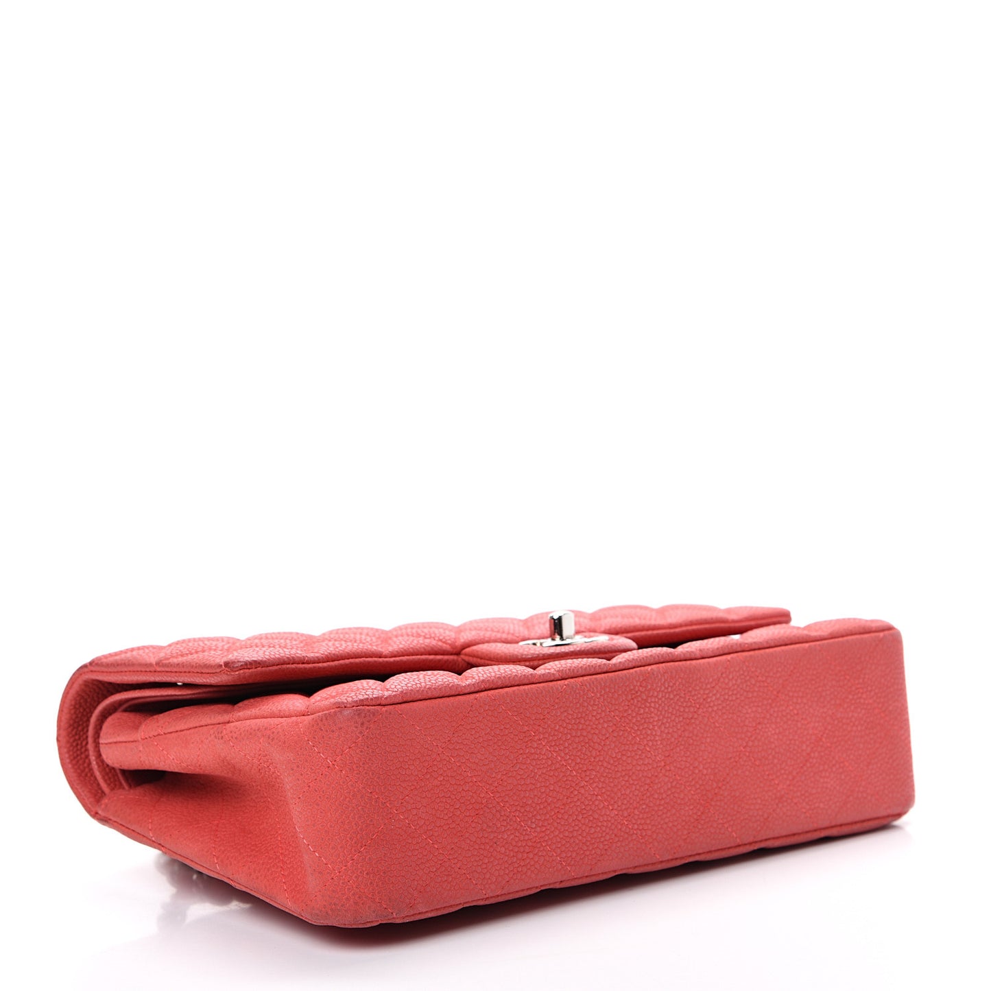 Iridescent Caviar Quilted Medium Double Flap Red