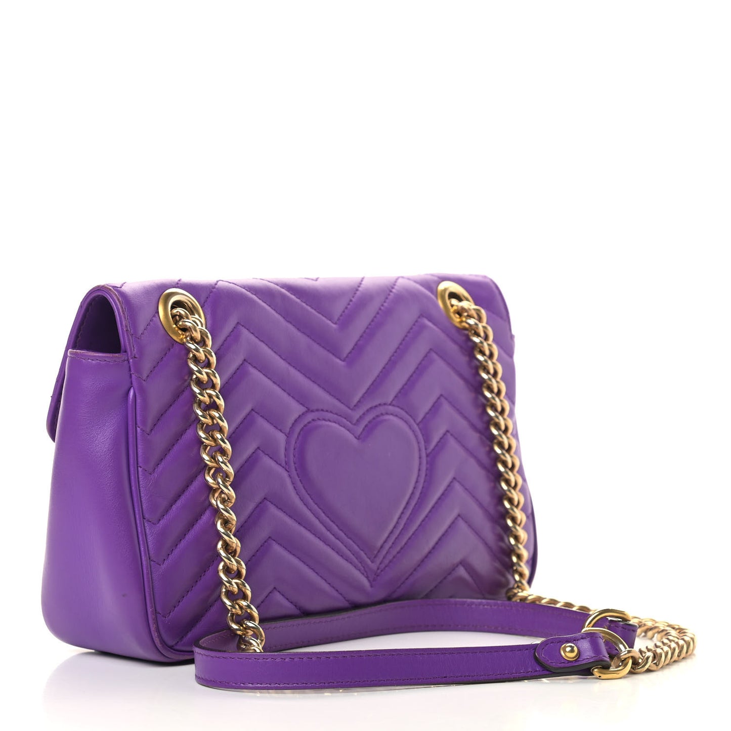 Calfskin Matelasse Small GG Marmont Shoulder Bag Shine Purple