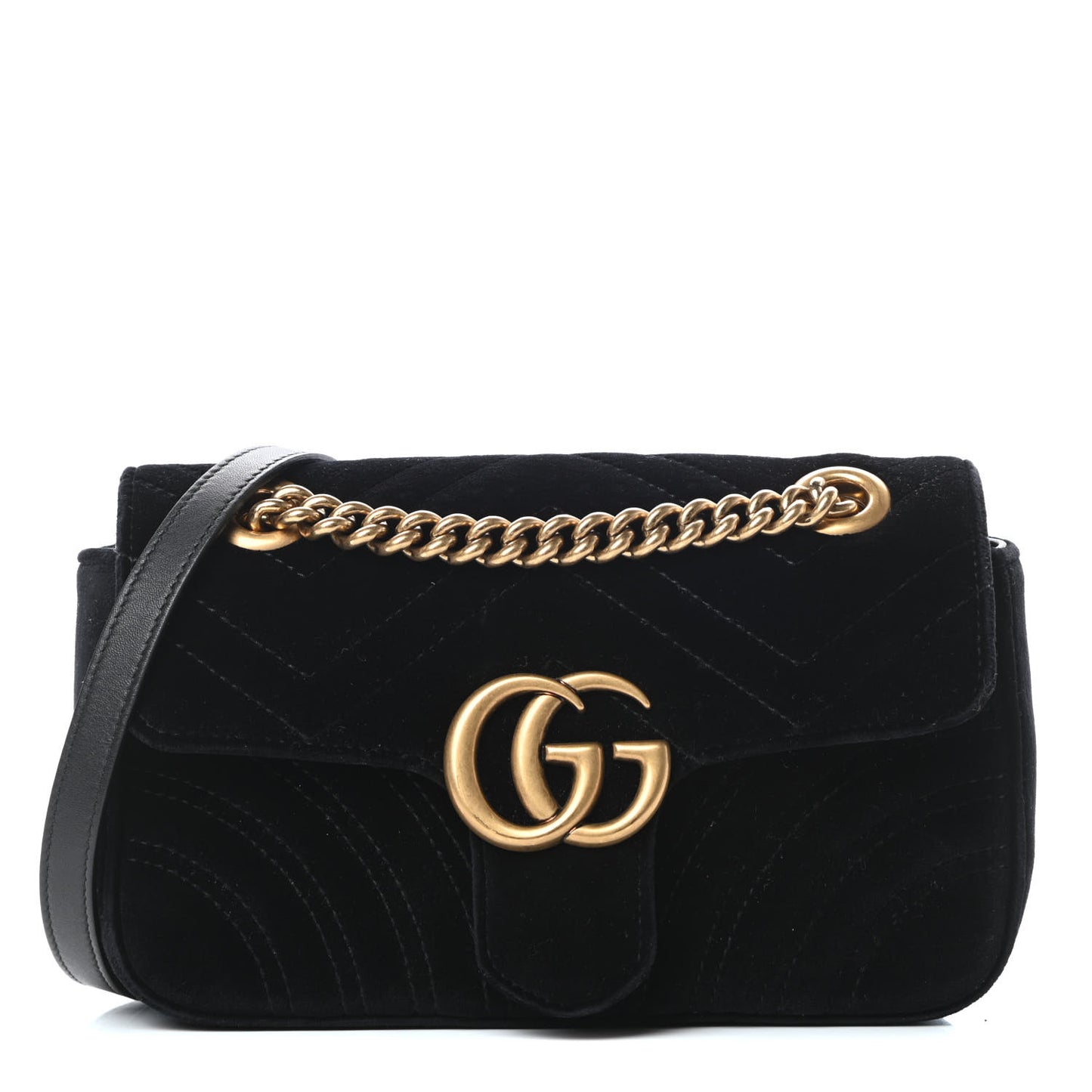 Velvet Matelasse Mini GG Marmont Shoulder Bag Black