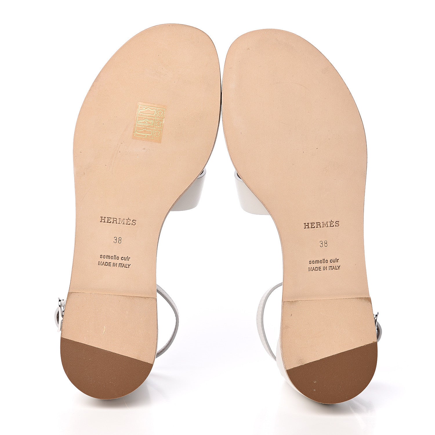 Hermes Calfskin Santorini Sandals 38 Blanc 5 of 11