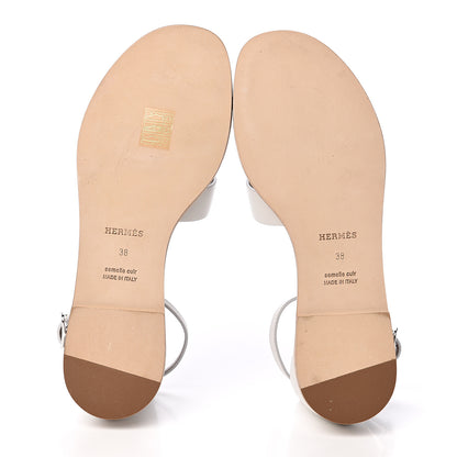 Hermes Calfskin Santorini Sandals 38 Blanc 5 of 11