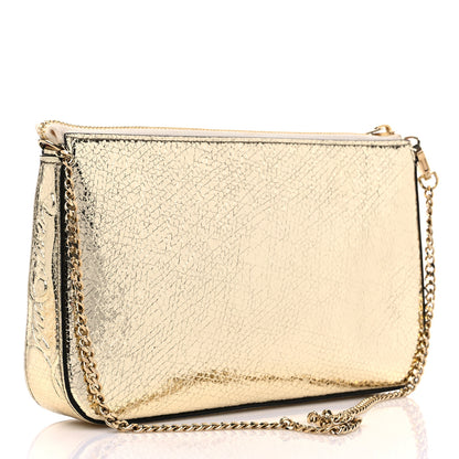 Christian Louboutin Iridescent Textured Calfskin Loubila Chain Clutch Gold 3 of 10