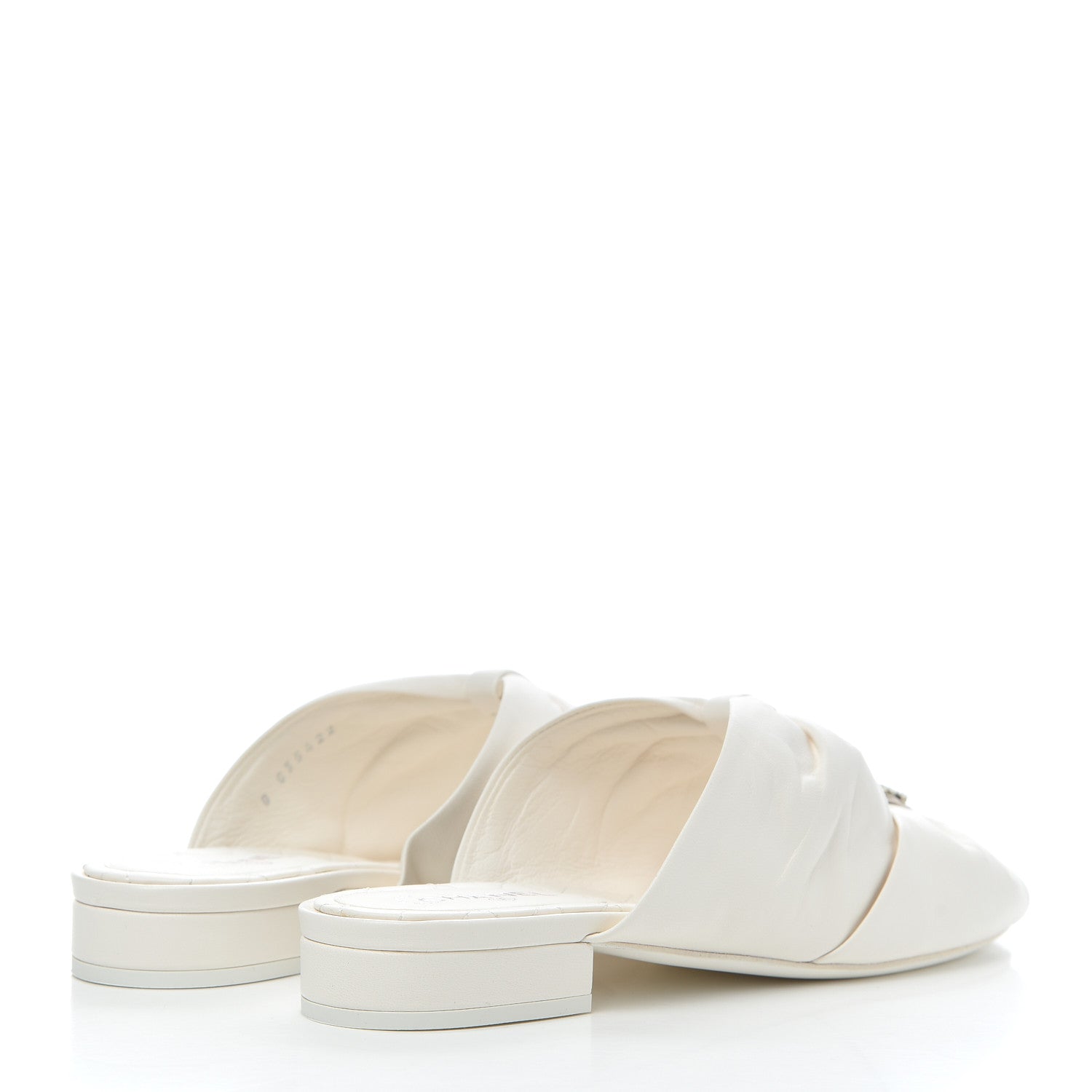 Chanel Lambskin Pearl Bow CC Flat Sandals 38 White 4 of 17