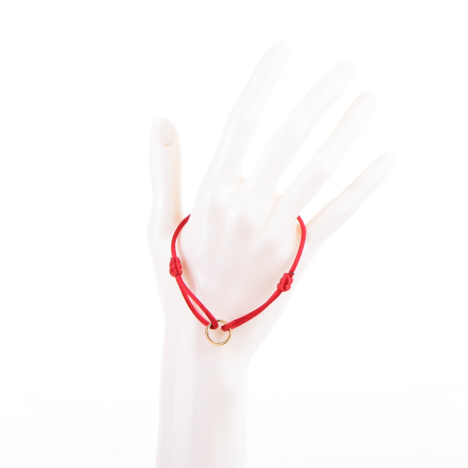 Cartier 18K Pink Yellow White Gold Trinity Cord Bracelet Red 2 of 7