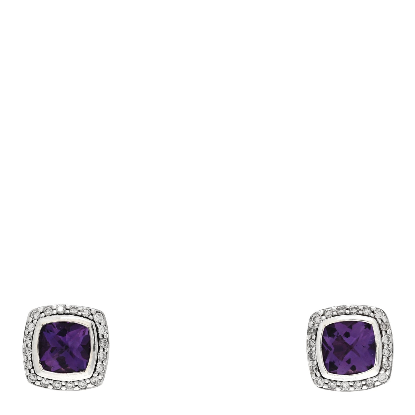 Sterling Silver Diamond Lavender Amethyst 11mm Albion Earrings