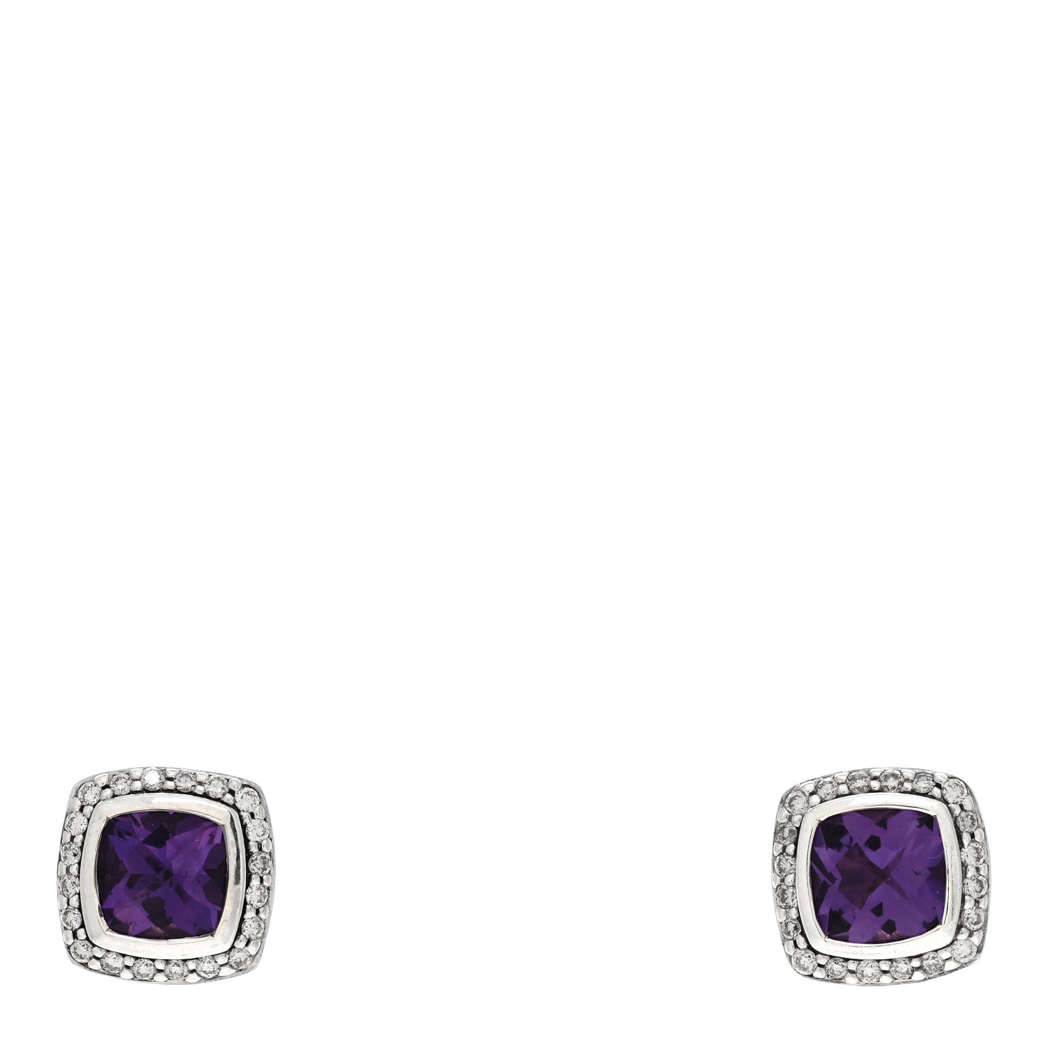 David Yurman Sterling Silver Diamond Lavender Amethyst 11mm Albion Earrings 1 of 4