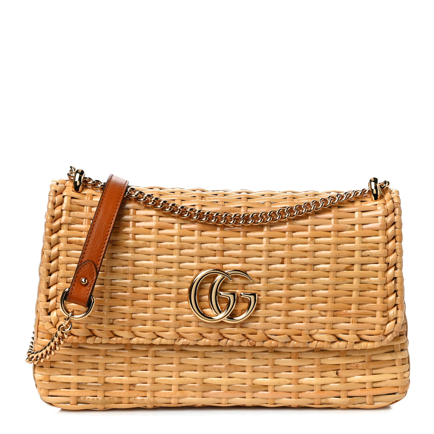 Glazed Wicker Small Cestino Shoulder Bag Natural