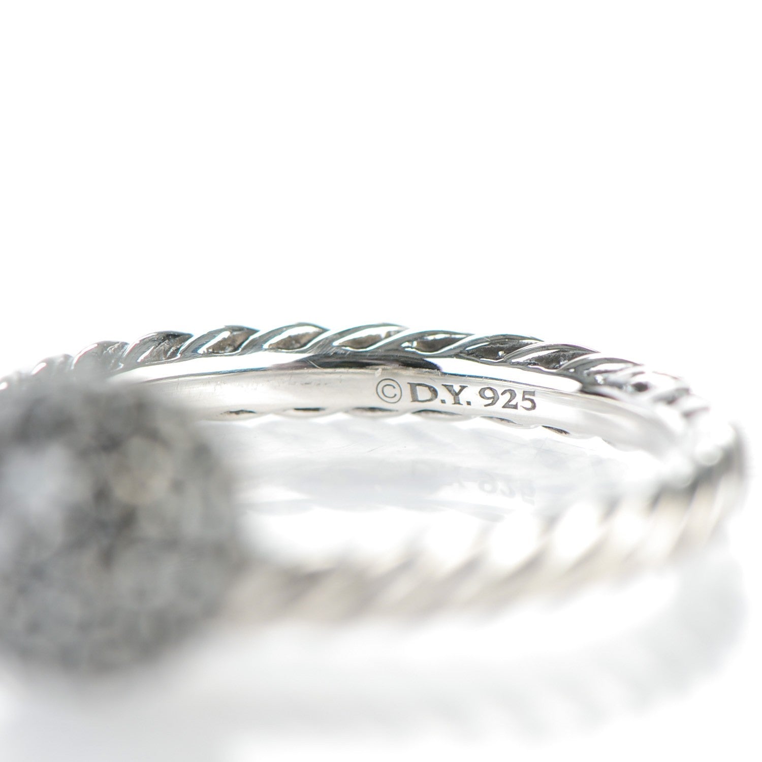 David Yurman Sterling Silver Black Diamond 8mm Element Ball Ring 51.5 6 4 of 4